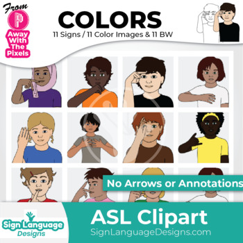 Preview of ASL Colors Clipart - American Sign Language Graphics 11 Signs / 11 Images