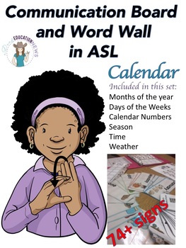 Preview of ASL Communication Board and Word Wall- Calendar