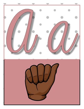 Preview of ASL Cursive Alphabet Posters | Neutral Calm Colors