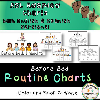Preview of ASL Daily Before Bed Routine Charts (English and Spanish Versions)