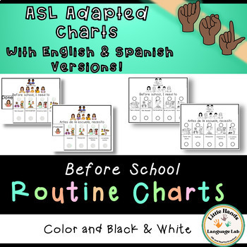 Preview of ASL Daily Before School Routine Charts (English and Spanish Versions)