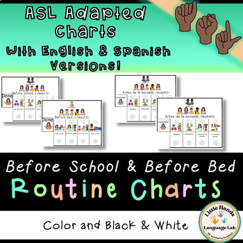 Preview of ASL Daily Home Routine Charts (Before School & Before Bed)