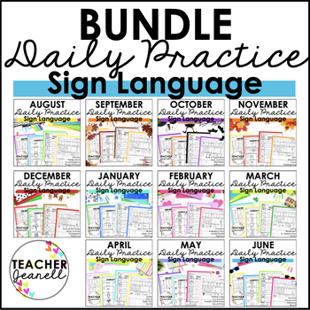 Preview of ASL Daily Practice Bundle - ASL Morning Work (44 Themes)