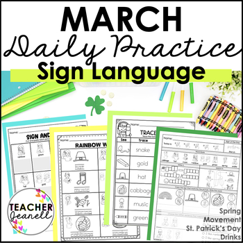 Preview of ASL Daily Practice - March ASL Morning Work (4 Themes) | ASL St. Patrick's Day