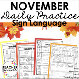 ASL Daily Practice - November ASL Morning Work (4 Themes)