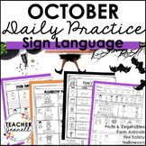 ASL Daily Practice - October ASL Morning Work (4 Themes)
