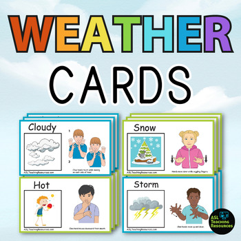 Preview of Weather Vocabulary Word Wall Sign Language Weather Visual Cards Science ASL