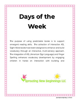 Preview of American Sign Language (ASL) ~Days of the Week