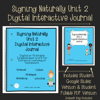 Preview of ASL Digital Interactive Journal: Signing Naturally Unit 2