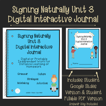 Preview of ASL Digital Interactive Journal: Signing Naturally Unit 3
