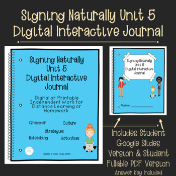 Preview of ASL Digital Interactive Journal: Signing Naturally Unit 5