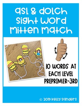Preview of ASL & Dolch Sight Word Mitten Match