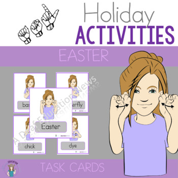 Preview of ASL Easter Day Task Cards