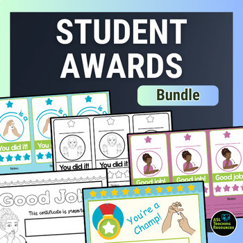 Preview of Student Awards Classroom Recognition Certificates Editable Sign Language