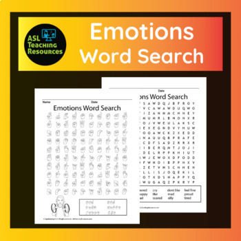 Preview of ASL Emotions Activity Word Search (Sign Language)