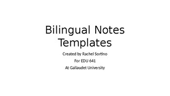 Preview of ASL/English Bilingual Notes Templates