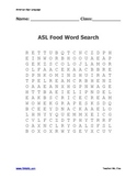 ASL FOOD Word Search