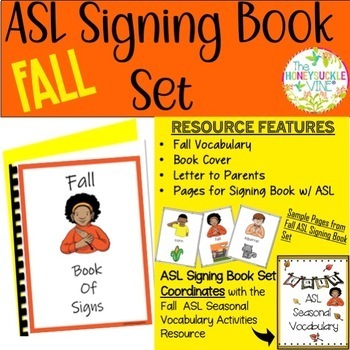 Preview of ASL Fall Signing Book Set Parents Educational Resource