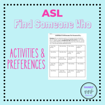 Preview of ASL Find Someone Who- Activities & Preferences 