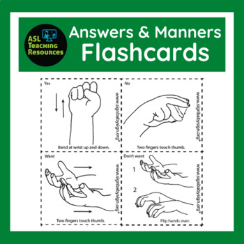 Preview of ASL Sign Language Flashcards - Answers & Manners