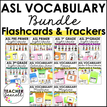 Preview of ASL Flashcards & Trackers - Bundle American Sign Language