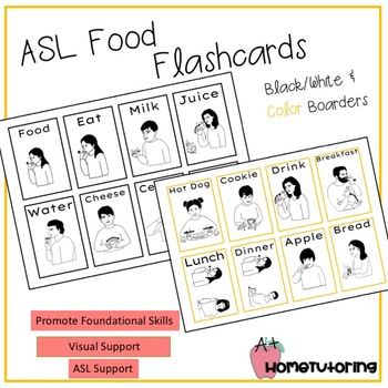 Preview of ASL Food Flashcards B/W & Color Boarders