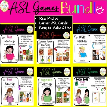 Preview of ASL Games File Folder Food Bundle Matching Signing Sorting Centers