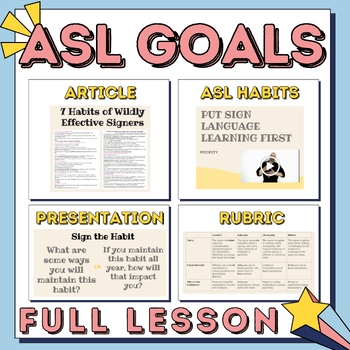 Preview of ASL Goal Setting to Empower Sign Language Students - Full Lesson with Slides