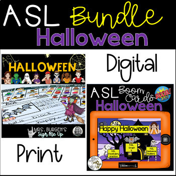Preview of ASL Halloween BUNDLE Printable Version and BOOM CARDS™