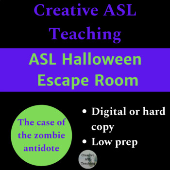Preview of ASL Halloween Digital Escape Room "The Case of the Zombie Antidote" ASL, Deaf