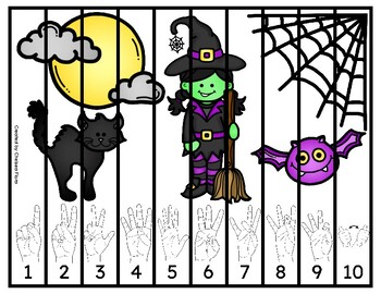 Preview of ASL Halloween Number Order Puzzles 1-10