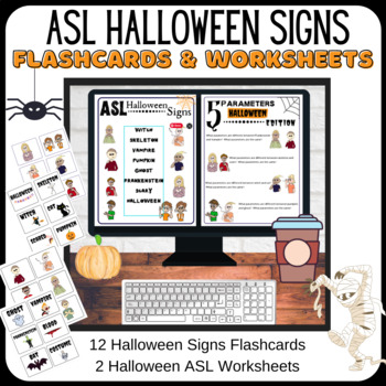 Preview of ASL Halloween Signs: Flashcards and Worksheets