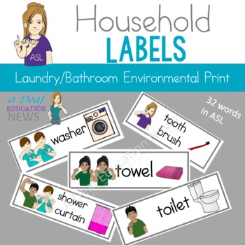 Preview of ASL Household Labels Laundry/Bathroom