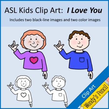 Preview of ASL Kids Clip Art:  I Love You