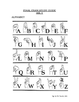 Preview of ASL Level 1- Final Exam Study Guide