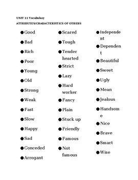 Preview of ASL Level 1- Unit 11 Vocabulary Handout