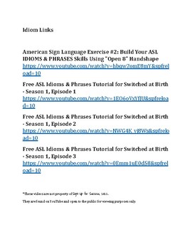 Preview of ASL Level 2- Idioms Links Handout