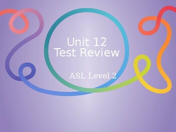 Preview of ASL Level 2- Unit 12 Test Review PowerPoint