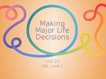 Preview of ASL Level 3- Unit 23 Making Major Life Decisions