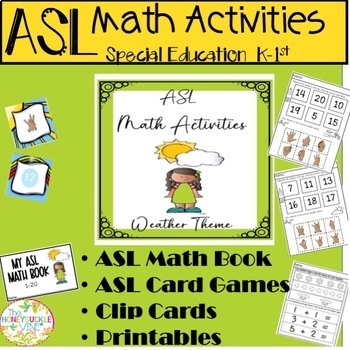 Preview of ASL Math Weather Theme Activities Games Flash Cards Special Education Centers