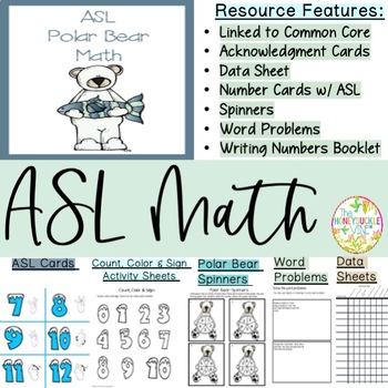 Preview of ASL Math Winter Polar Bears Math Numeracy Skills Activities Games Centers