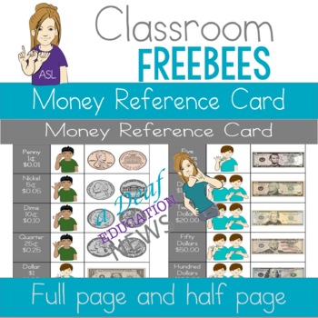 Preview of ASL Money Reference Card-Freebies