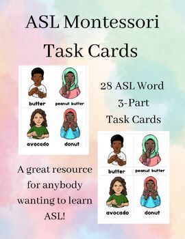 Preview of ASL Montessori Task Cards: Food