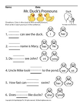 Preview of ASL Mr. Duck's Pronouns