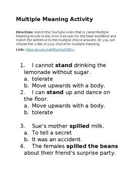 Preview of ASL Multiple Meaning Activity