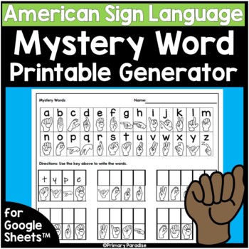 Preview of ASL Mystery Word Practice American Sign Language Editable: Sight Words ANY Words