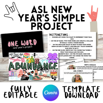 Preview of ASL New Year's Project - Template Download