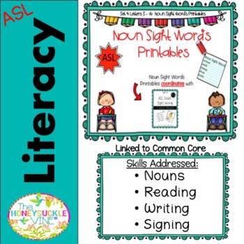 Preview of ASL Noun Sight Words Printables and Digital Literacy Set 4