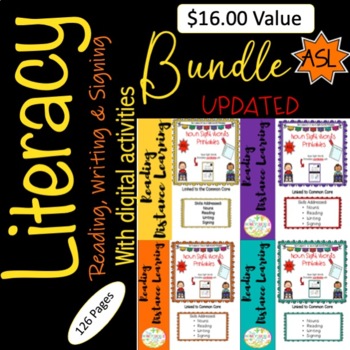 Preview of ASL Noun Sight Words Printables and Digital Sets 1-4 SpED BUNDLE