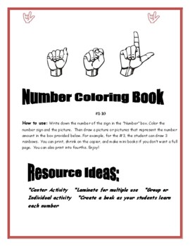 Preview of ASL Number Coloring Book